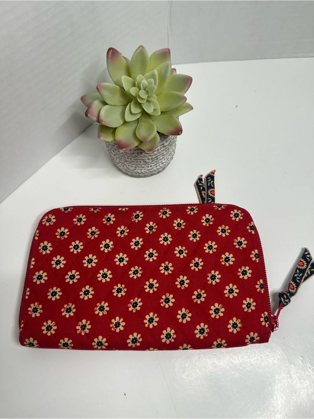 Vera Bradley Red Floral Quilted Zip Wallet
